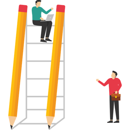 Business people and career ladder of success of two pencil with shadow  Illustration