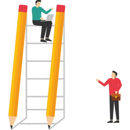 Business people and career ladder of success of two pencil with shadow  Illustration