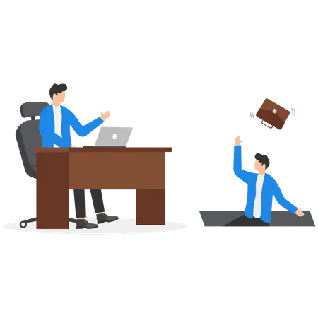 Business People And Job Insecurity Concept Business Vector Working Unemployed Fired Illustration