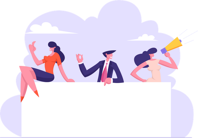 Business people announcing Illustration