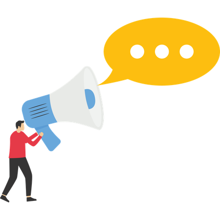 Business people announcing loud message through megaphone  Illustration