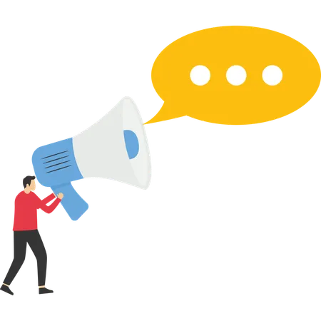 Business people announcing loud message through megaphone  Illustration