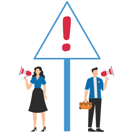 Business people announcing business warning  Illustration