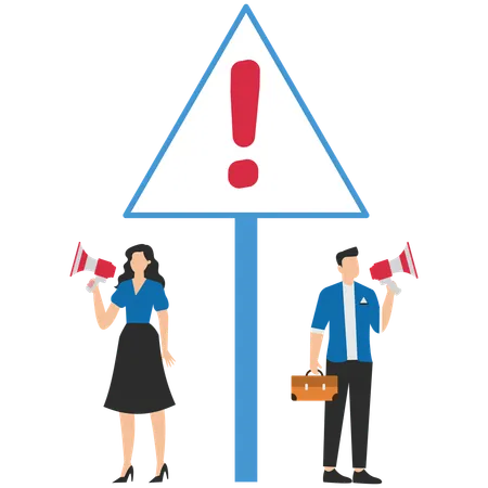 Business people announcing business warning  Illustration