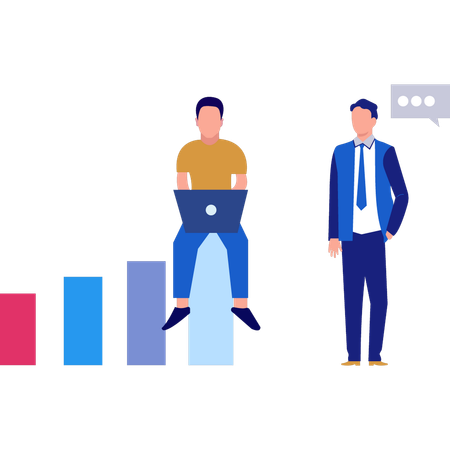 Business people are discussing market data  Illustration