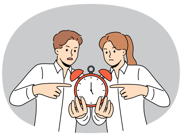 Business people are holding alarm clock symbolizing deadlines that requires immediate completion  Illustration