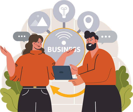 Business people are involved in online business  Illustration