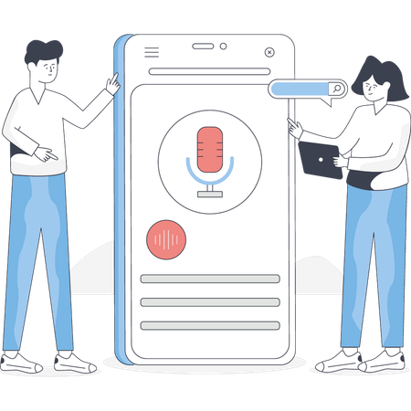 Business people are talking about voice assistant  Illustration