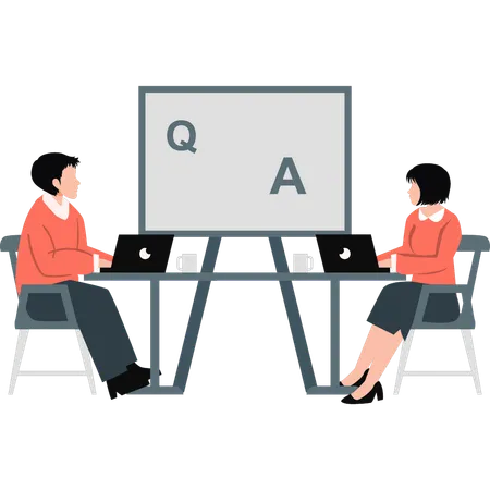 Business people asking question and answer to solve problem  Illustration