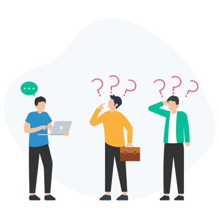 Business people asking questions to manager  Illustration