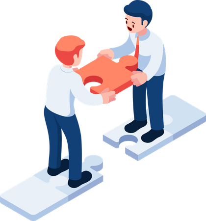 Business People Assembly Jigsaw Together Merger and Acquisition  Illustration