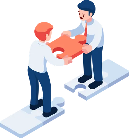 Business People Assembly Jigsaw Together Merger and Acquisition  Illustration