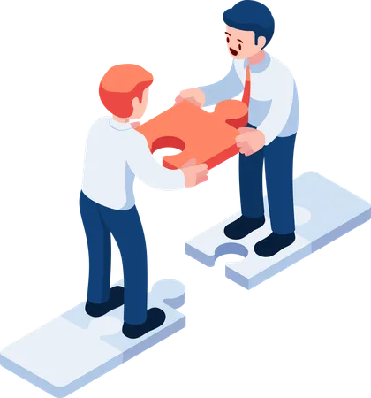 Business People Assembly Jigsaw Together Merger and Acquisition  Illustration