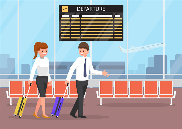 Business people at airport  Illustration