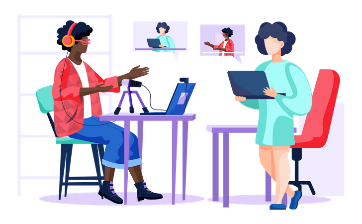 Business people attending online meeting  Illustration