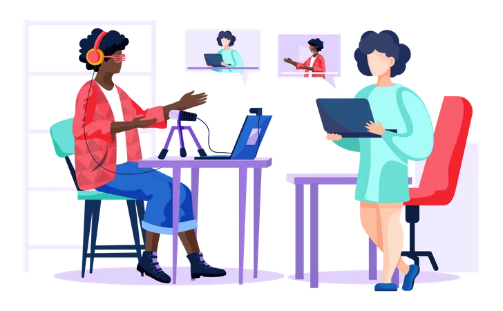 Business people attending online meeting  Illustration