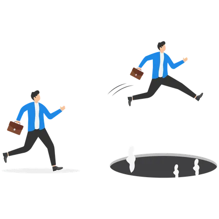 Business people avoiding business risk  Illustration