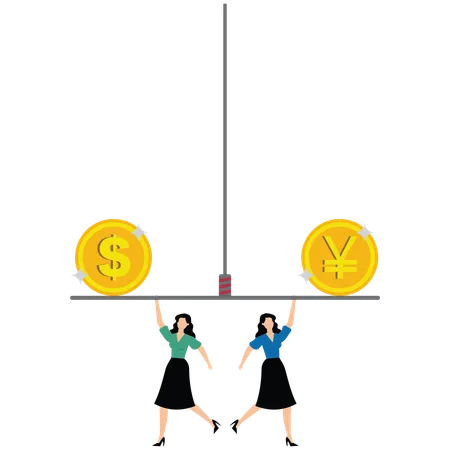 Business people balancing business finance  Illustration