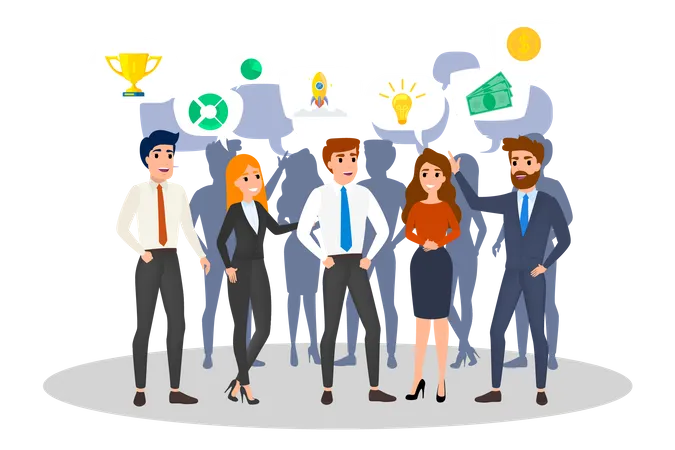 People Talk Using Speech Bubble Group Of Business People Speak And Chatting Communication With Person Isolated Flat Vector Illustration Illustration