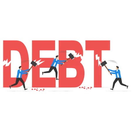 Destruction Of Debt Concept Business Vector Debt Settlement Achievement Successful Illustration