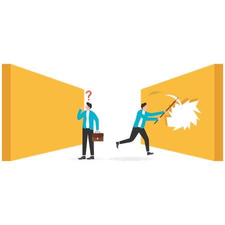 Business people breaking business barriers  Illustration