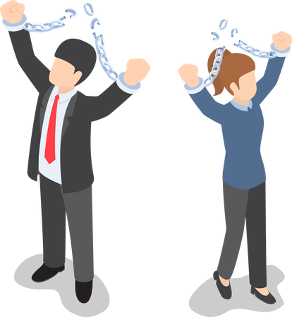 Business People breaking metal chain to freedom  Illustration