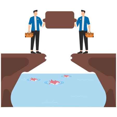 Business people bridging business gap  Illustration