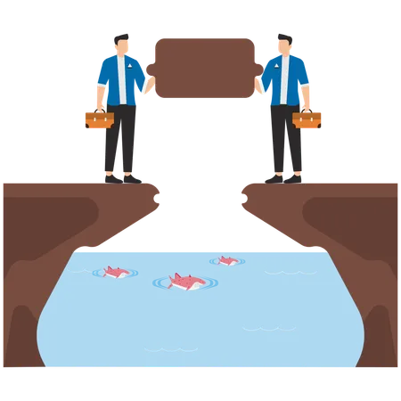 Business people bridging business gap  Illustration