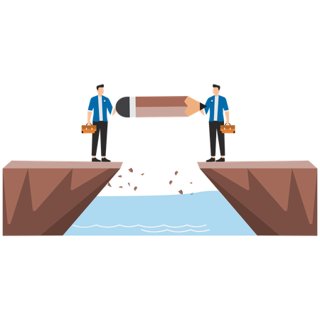 Business people bridging business gap  Illustration