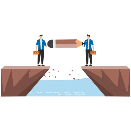 Business people bridging business gap  Illustration