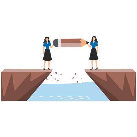 Business people bridging business gap  Illustration