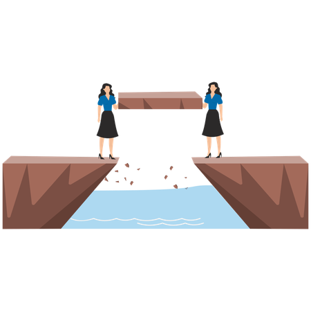 Business people bridging business gap  Illustration