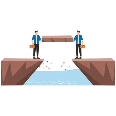 Business people bridging business gap  Illustration