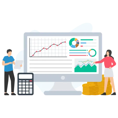 Business people budget status  Illustration