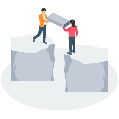 Business people Build business bridges  Illustration