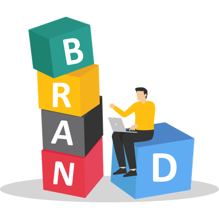 Business people building brand  Illustration