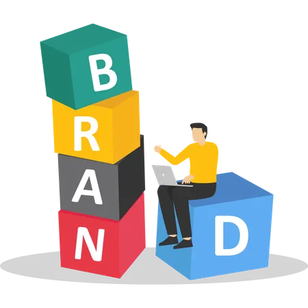 Business people building brand  Illustration