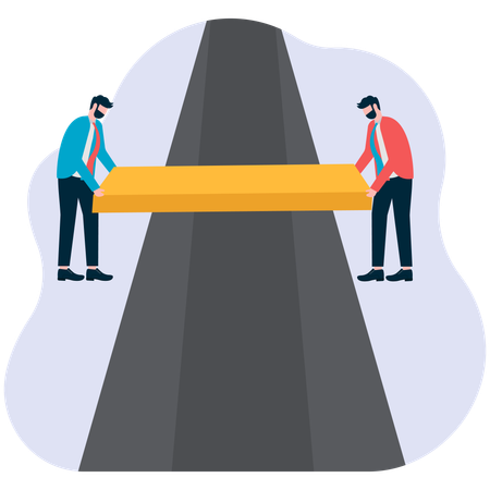 Business people building road for employees  Illustration
