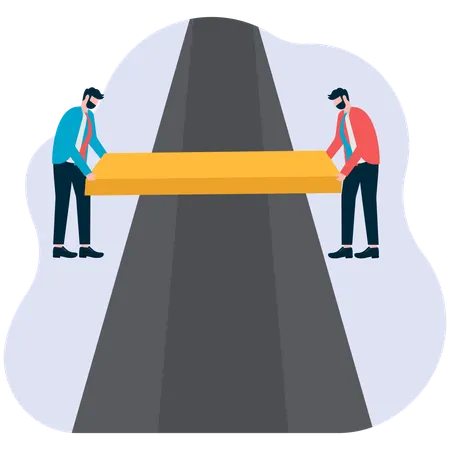 Business people building road for employees  Illustration