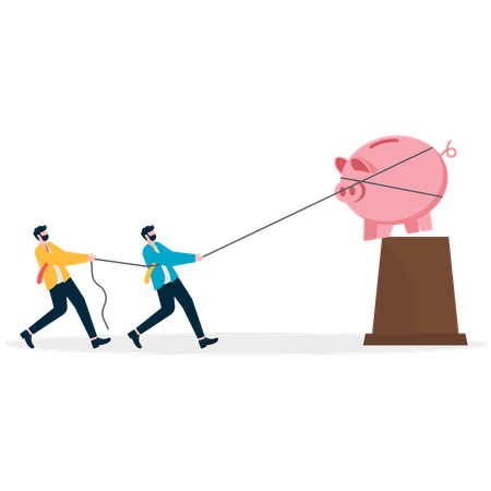 Business People Burglar Piggy bank  Illustration