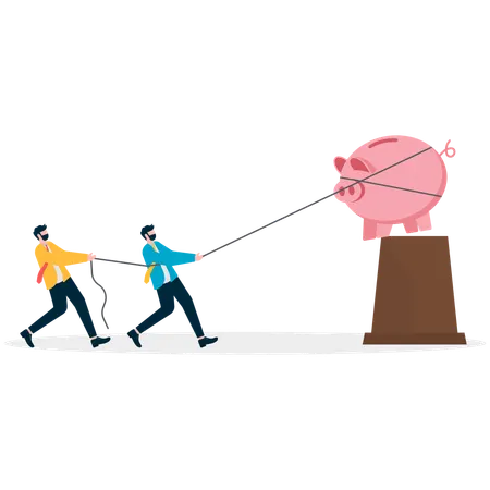 Business People Burglar Piggy bank  Illustration