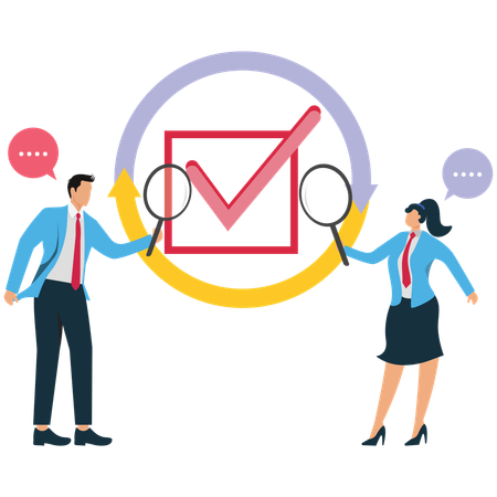 Business people Carefulness in task rechecking  Illustration
