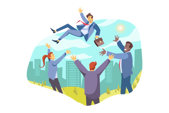 Business people celebrate success  Illustration