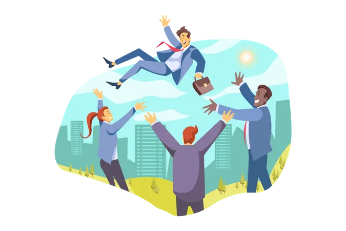 Business people celebrate success  Illustration