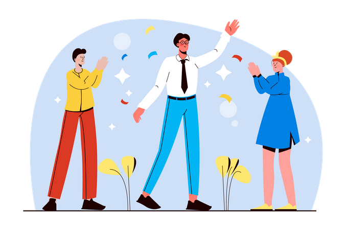Business people celebrate victory  Illustration