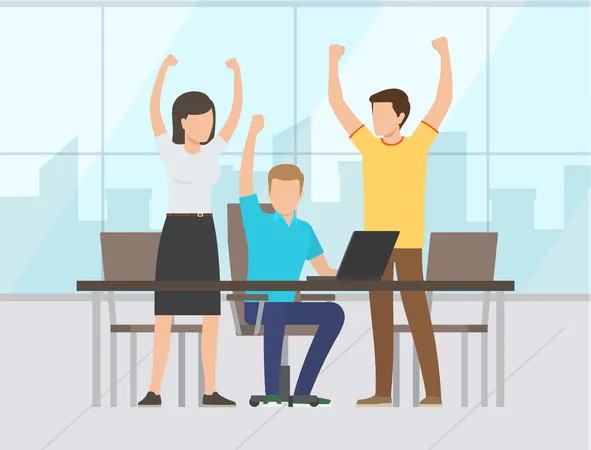 Business people celebrate victory  Illustration