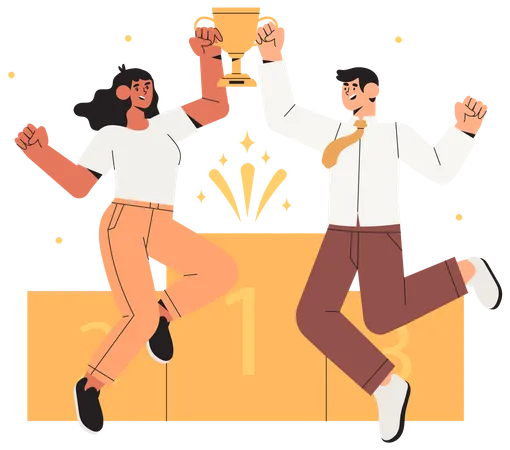 Business people celebrate victory  Illustration