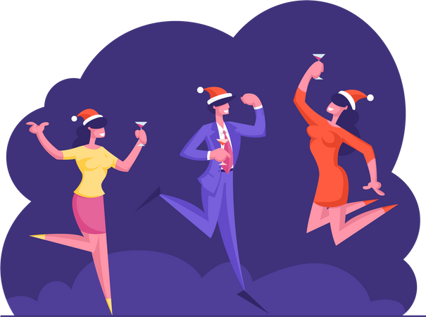 Business People celebrating christmas  Illustration
