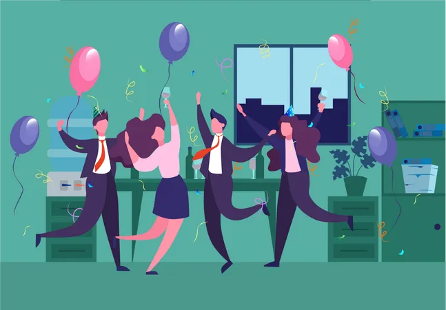 Business people celebrating corporate party in office Illustration