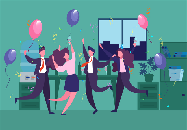 Business people celebrating corporate party in office  Illustration